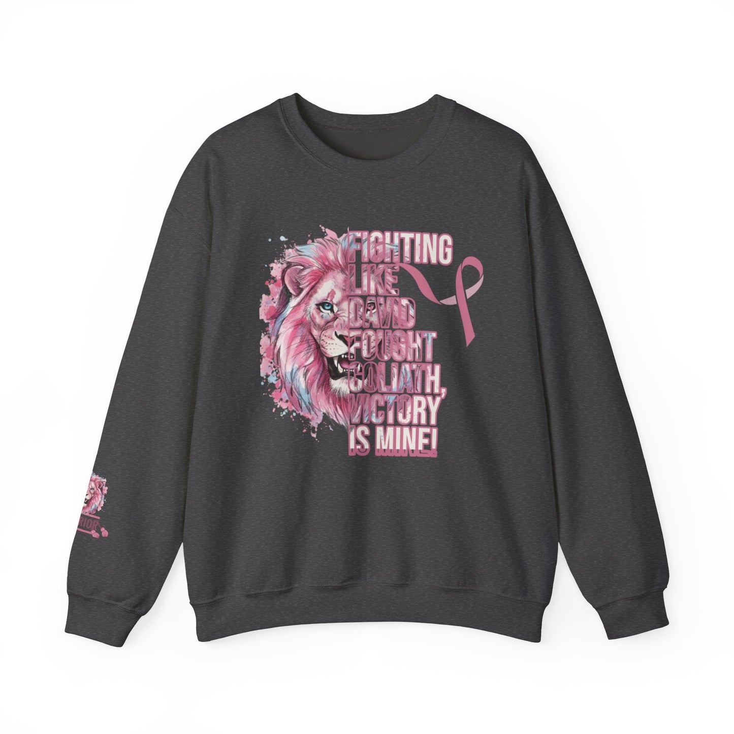 Breast Cancer Warrior Sweatshirt — Pink Lion Ribbon Crewneck