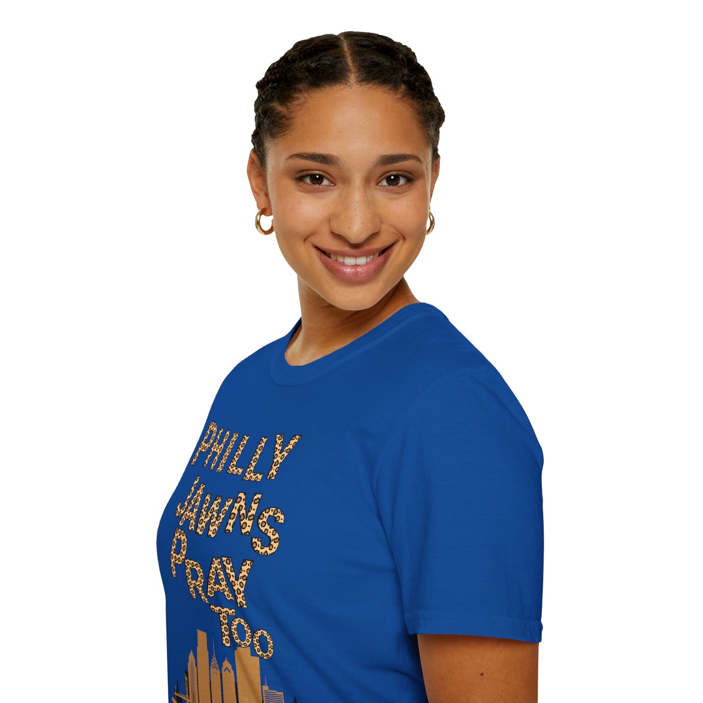 LEOPARD PRINT PHILLY JAWNS PRAY TOO Unisex Softstyle T-Shirt