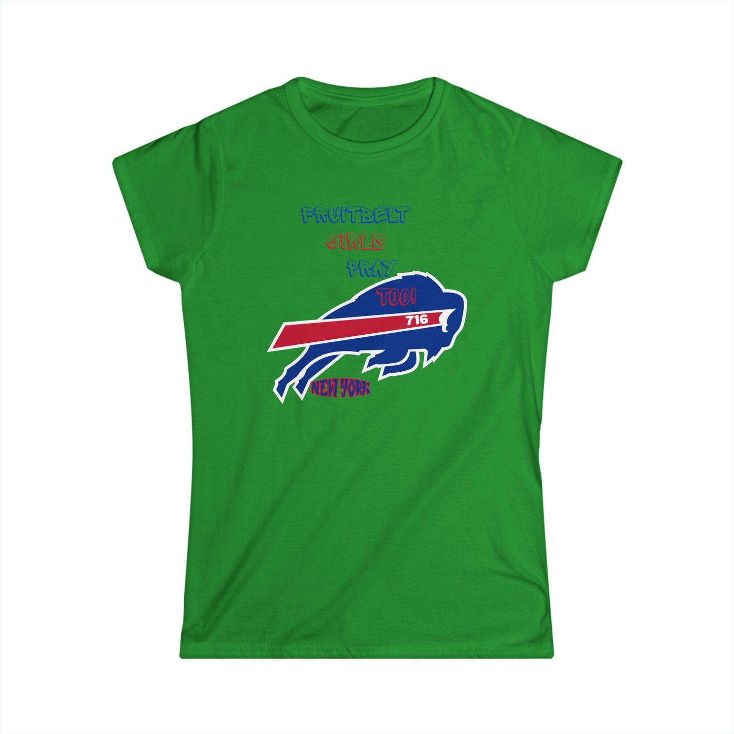 FRUITBELT GIRLS PRAY TOO! Buffalo Tee for Women, Softstyle Graphic T-Shirt, Perfect for Game Days, Birthdays, Summer BBQs, Sports Fans