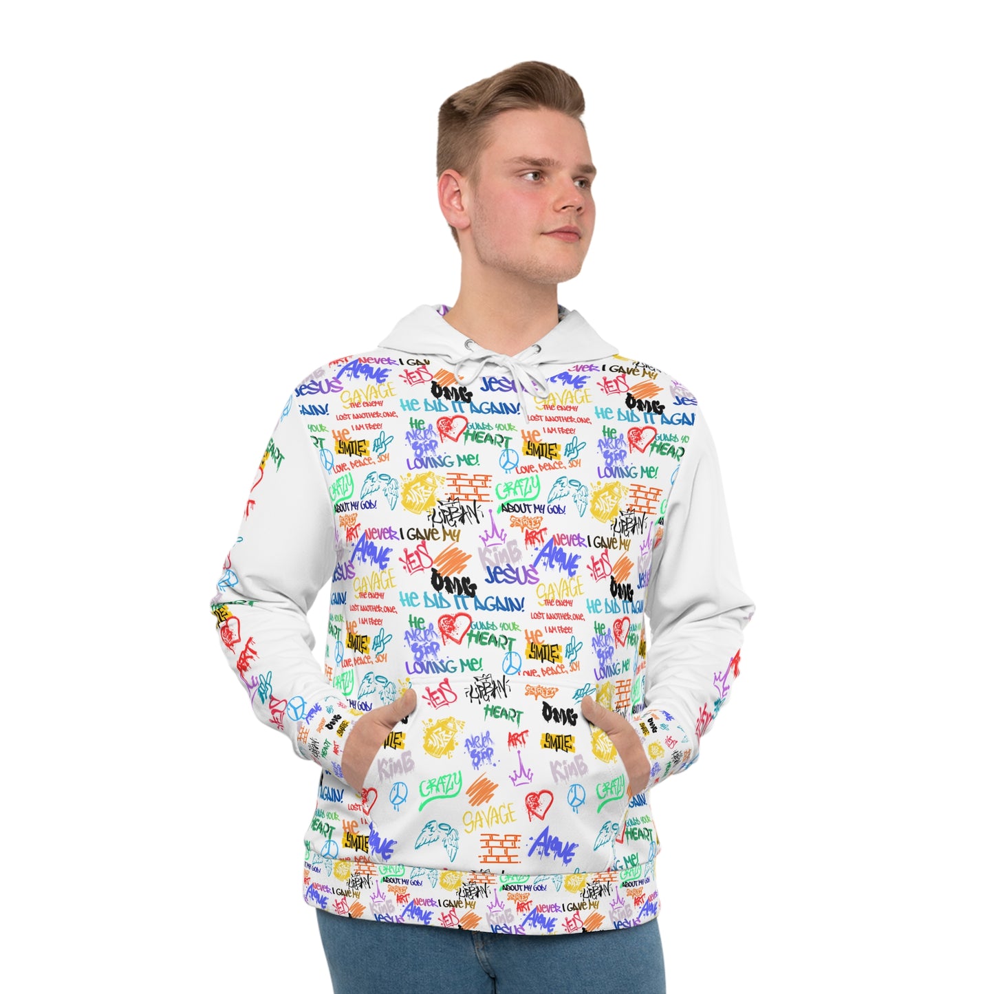 Graffiti Doodle Hoodie — Colorful All-Over Print Streetwear